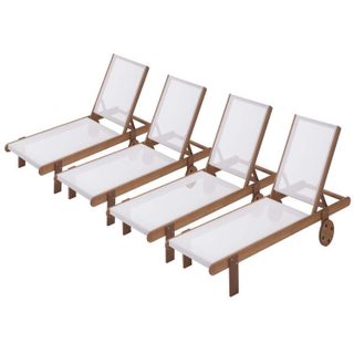 Habitat et Jardin Bain de soleil en bois exotique Saïgon - Maple - Ecru - Lot de 4