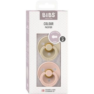 Bibs Sucette bébé - Colour - Embout rond - Pack de 2 - Caoutchouc naturel - Taille 2 Vanilla Blush