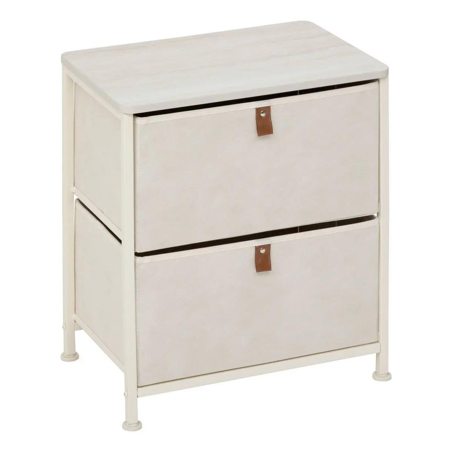 Table de Chevet 2 Tiroirs  Tissa  51cm Beige