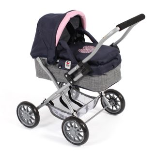 Poussette pour poupée SMARTY mélange gris bleu marine