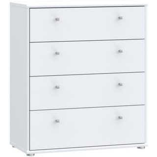Market24 Commode TEMPRA 4 Tiroirs - Décor blanc – L 73 7 × P 34 8 × H 85 5 cm