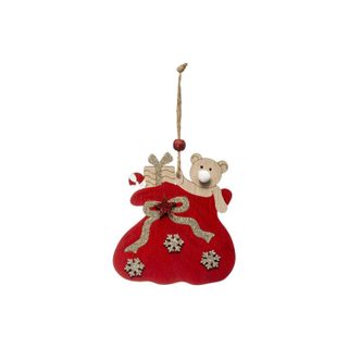 Sujet de Noël Hotte Ours  Soir  18cm Rouge