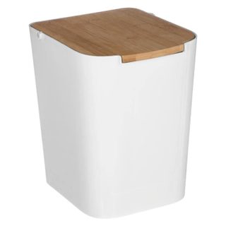 Poubelle à Couvercle Bambou  Natureo  5L Blanc