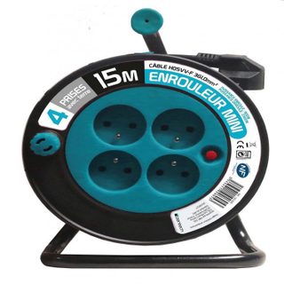 Zenitech Enrouleur de câble électrique ménager avec terre L. 15 m ho5vvf 3g1
