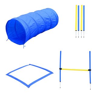 PawHut Agility sport pour chiens équipement complet obstacles, tunnel, slalom, zone repos + 2 sacs de transport
