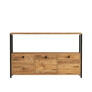 Buffet 3 portes style industriel bois-noir DRAGOR