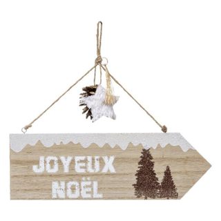 Pancarte Murale Joyeux Noël  Glacé  31cm Naturel