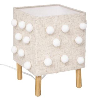 Lampe à Poser Enfant  Pompons  22cm Beige Lin