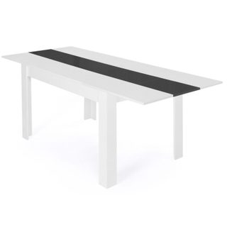 Table à manger extensible rectangle georgia 6-10 personnes blanche et grise 140-220 x 90 cm