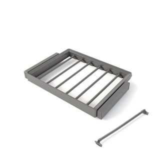 Kit de porte-pantalon à 7tringles et rack ajustable Quartz pour armoires -  glissières extension totale et à fermeture douce -  Module 70cm -  Finition Titane