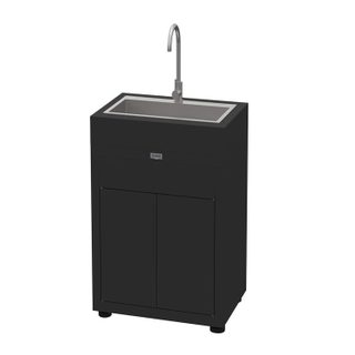 Le Marquier Meuble de cuisine extérieure avec évier intégré 80 x 55 cm, acier époxy noir