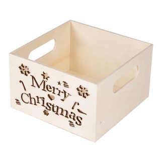 Caisse à Customiser  Merry Christmas  15cm Naturel