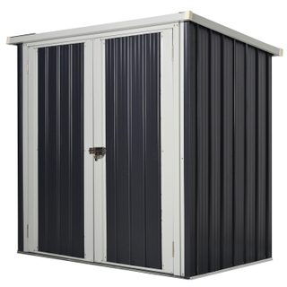 Abri de jardin - remise pour outils - abri vélo - abri poubelle - 2 portes verrouillables - dim. 147L x 86l x 134H cm - tôle d'acier noir blanc