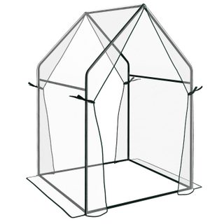 Serre de jardin balcon terrasse serre pour tomates 0,9L x 0,9l x 1,45H m double porte acier PVC transparent vert