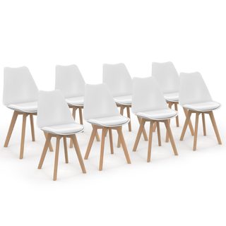 Lot de 8 chaises scandinaves sara blanches pour salle à manger