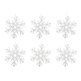 Décoration de Noël 6 Flocons  Polaire  20cm Blanc