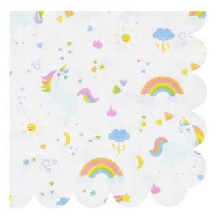 Lot de 20 Serviettes en Papier  Licorne  33x33cm Blanc