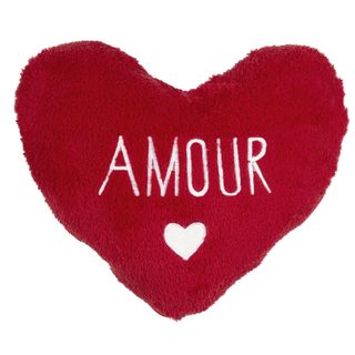Coussin Plaid Sherpa  Cœur  120x150cm Rouge