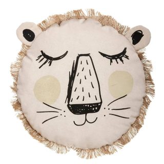 Coussin Déco  Lion Franges  44cm Naturel