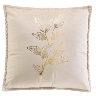 Coussin déco en velours  oxalis  45x45cm beige