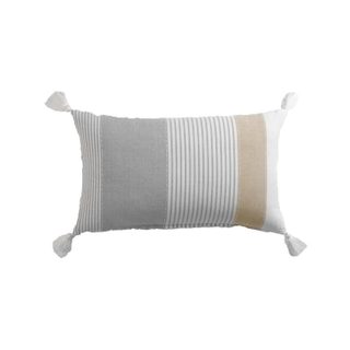 Coussin déco à pompons  iliade  30x50cm gris