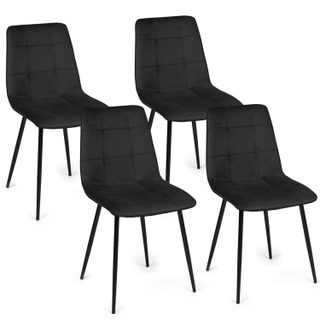Lot de 4 chaises mila en velours noir pour salle à manger