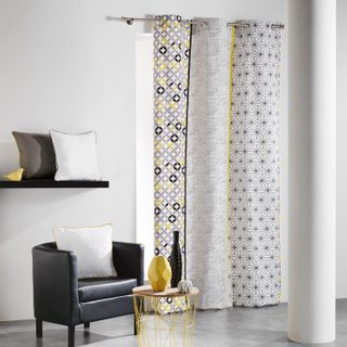 Rideau  remix  140x240cm gris & jaune