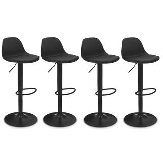 Lot de 4 tabourets de bar karl design noir pied noir