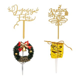 Lot de 4 Décorations de Gâteaux  Noël  13cm Multicolore
