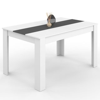 Table à manger rectangle georgia 6 personnes blanche et grise 140 x 80 cm