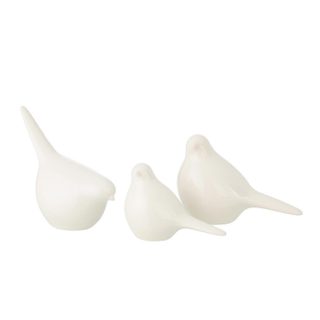 Lot de 3 Oiseaux Déco en Porcelaine  Envol  18cm Blanc