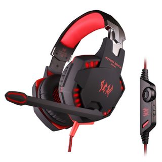 Casque Gamer Ordinateur PC Stéréo Microphone Vibrations Voyant LED Câblé Rouge