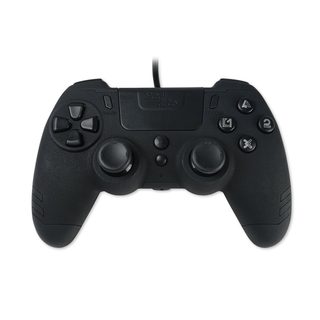 Steelplay Slimpack - Manette filaire (câble de 3m), Compatible PS4/PS3/PC, Double Retour de Vibration, 4 palettes arrière programmables, Ergonomique et Confortable - Noir Ebène