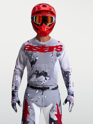 Alpinestars Maillot Racer Air Lone 2027 Gray Camo White Fire Red, Taille: XXL