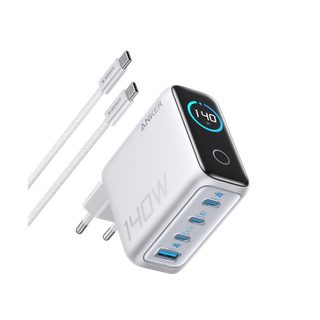 Chargeur Anker Zolo (140 W, 4 ports, PD 3.1) avec câble USB-C Silver