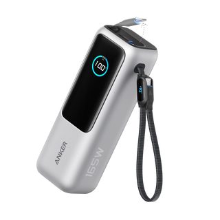 PowerBank Anker (25K, 165 W, câble intégré + câble rétractable) Silver