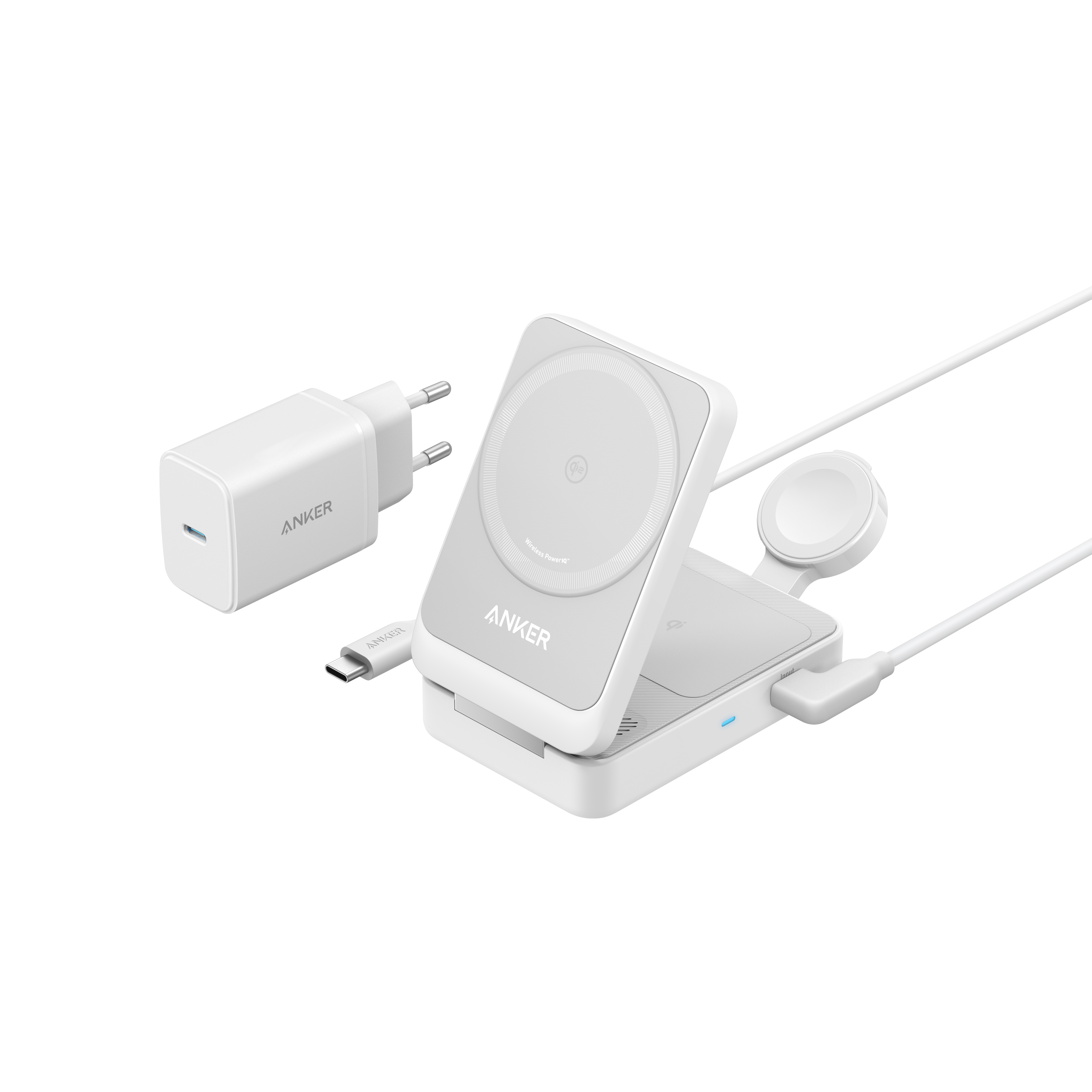 Station de recharge sans fil Anker (pliable, 3-en-1) White