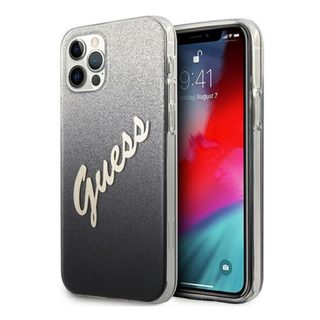 Etui Guess do iPhone 12/12 Pro 6,1 czarny Glitter Gradient Script - Neuf