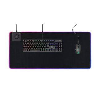 DELTACO GAMING DMP320 Tapis de souris XL RGB, Chargeur sans fil, épaisseur 4mm, 900x400mm - Neuf