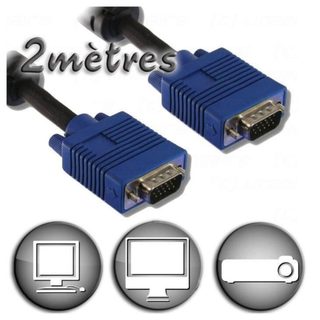 Câble VGA HD15 Mâle / Mâle - 2m - Neuf