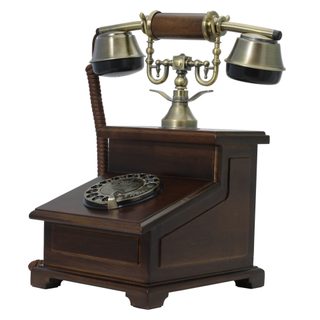 OPIS 1921 CABLE E - téléphone rétro en bois et metal avec cadran rotatif - Neuf