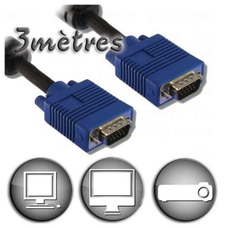 Câble VGA HD15 Mâle / Mâle - 3m - Neuf