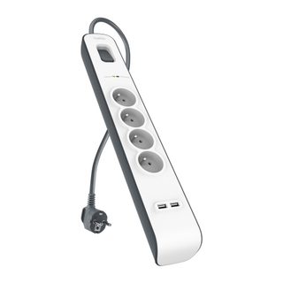 Belkin BSV401CA2M protection surtension Noir, Blanc 4 sortie(s) CA 2 m - Neuf