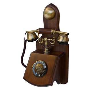 OPIS 1921 CABLE D - téléphone mural rétro en bois et metal avec cadran rotatif - Neuf
