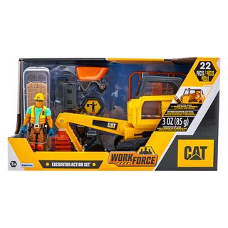 CAT - Workforce - Excavatrice 18cm + 1 Figurines & Accessoires