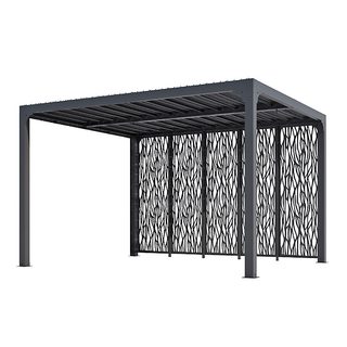 Habrita Pergola bioclimatique autoportante manuelle aluminium PER36M30BI 3,60 x 3 m avec 1 côté moucharabieh