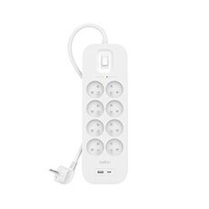 Belkin Rallonge Multiprise Parafoudre 8 Prises avec USB et USB-C 2 m