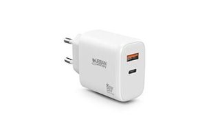 SECTEUR 65W TYPE C GAN AVEC 1 PORT USB-C 45W + 1 PORT USB-A 18W CHARGE RAPIDE WHITE