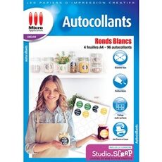 Autocollants Ronds Blancs - 4 feuilles A4 - 96 autocollants