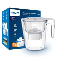 Philips Carafe filtrante 2,6 L blanche avec 3 filtres en Microfiltration et digital timer PHAWP2933WHT3/24